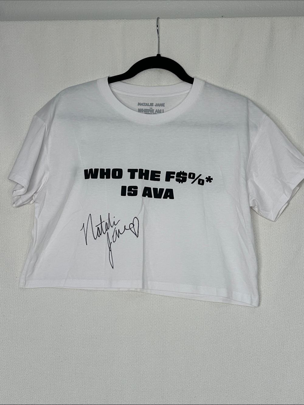 White 'Who The F$%* Is Ava' Graphic Crop Tee